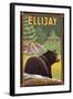 Ellijay, Georgia - Black Bear in Forest-Lantern Press-Framed Art Print