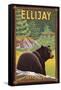 Ellijay, Georgia - Black Bear in Forest-Lantern Press-Framed Stretched Canvas