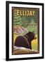 Ellijay, Georgia - Black Bear in Forest-Lantern Press-Framed Art Print