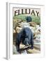 Ellijay, Georgia - Black Bears Fishing-Lantern Press-Framed Art Print