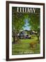 Ellijay, Georgia - Orange Grove with Truck-Lantern Press-Framed Art Print