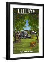 Ellijay, Georgia - Orange Grove with Truck-Lantern Press-Framed Art Print