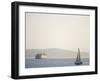 Elliott Bay Sailboat and Ferry, Seattle, Washington, USA-Merrill Images-Framed Photographic Print