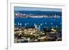 Elliott Bay, Seattle, Washington State. Sailboat racing regatta in front of the Seattle Post Intell-Jolly Sienda-Framed Photographic Print