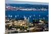 Elliott Bay, Seattle, Washington State. Sailboat racing regatta in front of the Seattle Post Intell-Jolly Sienda-Mounted Photographic Print