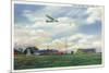 Elmira, New York - Glider Plane Leaving Harris Hill Field-Lantern Press-Mounted Premium Giclee Print