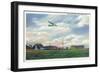 Elmira, New York - Glider Plane Leaving Harris Hill Field-Lantern Press-Framed Art Print