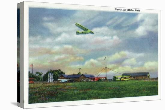 Elmira, New York - View of Harris Hill Glider Field, Glider in Flight-Lantern Press-Stretched Canvas