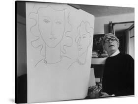 Elmyr de Hory, Standing Next to the Forged "Matisse" That He Made-Pierre Boulat-Stretched Canvas