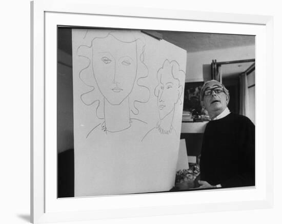 Elmyr de Hory, Standing Next to the Forged "Matisse" That He Made-Pierre Boulat-Framed Photographic Print