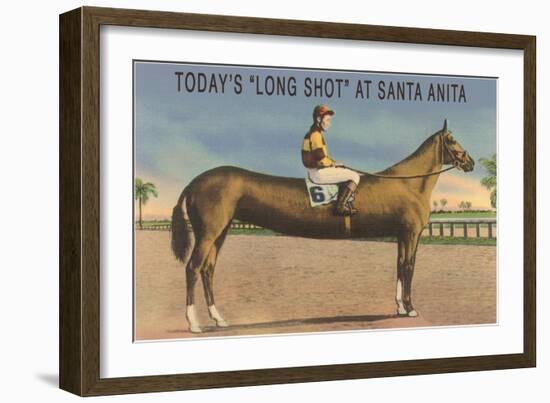 Elongated Horse, Today's Long Shot at Santa Anita, California-null-Framed Art Print