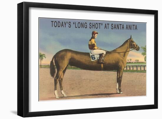 Elongated Horse, Today's Long Shot at Santa Anita, California-null-Framed Art Print