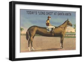 Elongated Horse, Today's Long Shot at Santa Anita, California-null-Framed Art Print