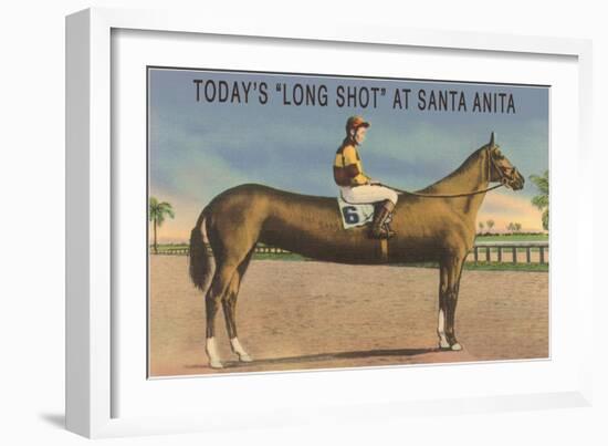 Elongated Horse, Today's Long Shot at Santa Anita, California-null-Framed Art Print