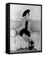 Elsa Schiaparelli, Wearing the New Napoleon Hat and Jacket of Magenta Called "Shocking."-John Phillips-Framed Stretched Canvas