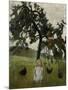 Elsbeth with chicken under an appletree. 1902-Paula Modersohn-Becker-Mounted Giclee Print