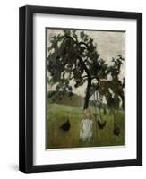 Elsbeth with chicken under an appletree. 1902-Paula Modersohn-Becker-Framed Giclee Print