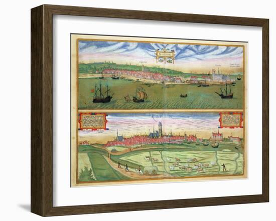 Elsenor and Ripen, from "Civitates Orbis Terrarum" by Georg Braun and Frans Hogenburg, circa 1572-Joris Hoefnagel-Framed Giclee Print