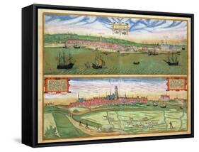 Elsenor and Ripen, from "Civitates Orbis Terrarum" by Georg Braun and Frans Hogenburg, circa 1572-Joris Hoefnagel-Framed Stretched Canvas