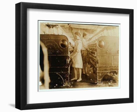 Elsie and Sadie Working at Yazoo City Yarn Mills, Mississippi Said They Were 13 Years Old, 1911-Lewis Wickes Hine-Framed Photographic Print