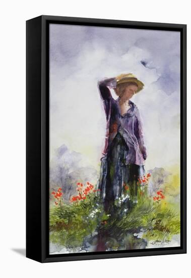 Elsie in the Garden-John Lidzey-Framed Stretched Canvas