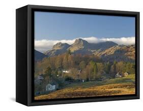 Elterwater Village with Langdale Pikes, Lake District National Park, Cumbria, England-James Emmerson-Framed Stretched Canvas