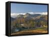 Elterwater Village with Langdale Pikes, Lake District National Park, Cumbria, England-James Emmerson-Framed Stretched Canvas