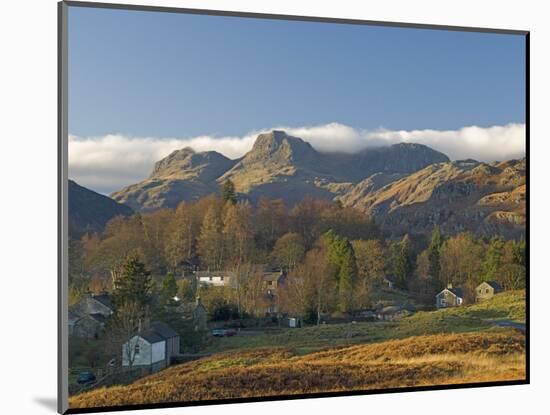 Elterwater Village with Langdale Pikes, Lake District National Park, Cumbria, England-James Emmerson-Mounted Photographic Print