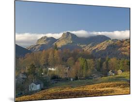 Elterwater Village with Langdale Pikes, Lake District National Park, Cumbria, England-James Emmerson-Mounted Photographic Print