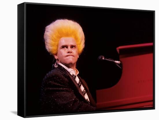 Elton John Performing, Wearing Wig-null-Framed Stretched Canvas