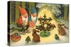 Elves at Christmas Tree-null-Stretched Canvas