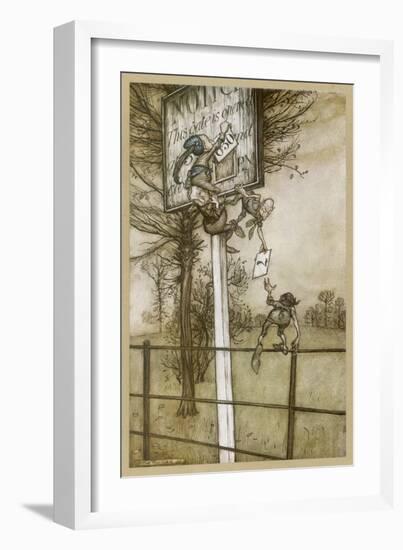 Elves Change Sign-Arthur Rackham-Framed Art Print