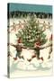 Elves Dancing around Christmas Tree-null-Stretched Canvas