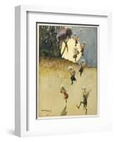 Elves Parachuting with the Aid of Thistledown-Ernest Aris-Framed Art Print