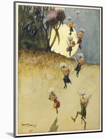 Elves Parachuting with the Aid of Thistledown-Ernest Aris-Mounted Art Print