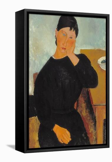 Elvira Resting at a Table, 1919-Amedeo Modigliani-Framed Stretched Canvas