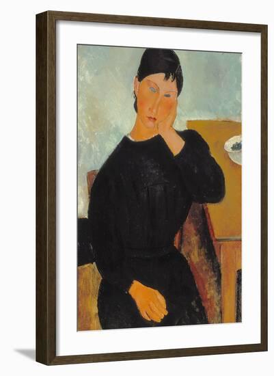 Elvira Resting at a Table, 1919-Amedeo Modigliani-Framed Giclee Print