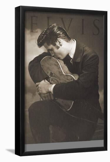 Elvis Presley - Sepia Guitar-Trends International-Framed Poster
