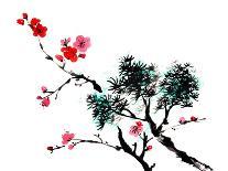 Chinese Traditional Ink Painting Of Orchid On White Background-elwynn-Art Print