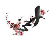 Chinese Black And White Traditional Ink Painting, Plum Blossom On White Background-elwynn-Art Print