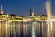 Hamburg at Night-elxeneize-Framed Photographic Print