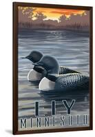 Ely, Minnesota - Loon on Lake-Lantern Press-Framed Art Print