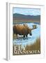 Ely, Minnesota - Moose and Lake-Lantern Press-Framed Art Print