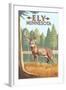 Ely, Minnesota - White Tailed Deer-Lantern Press-Framed Art Print