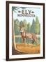 Ely, Minnesota - White Tailed Deer-Lantern Press-Framed Art Print