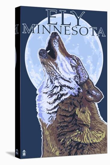 Ely, Minnesota - Wolf Howling-Lantern Press-Stretched Canvas