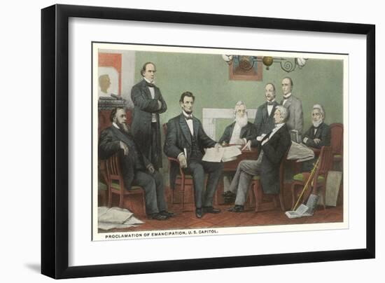 Emancipation Proclamation Signing, Lincoln and Cabinet-null-Framed Art Print