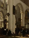 The Old Church, Delft, with Churchgoers Listening to a Sermon, 1669-Emanuel de Witte-Giclee Print