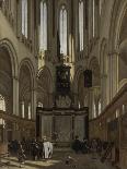 The Old Church, Delft, with Churchgoers Listening to a Sermon, 1669-Emanuel de Witte-Giclee Print