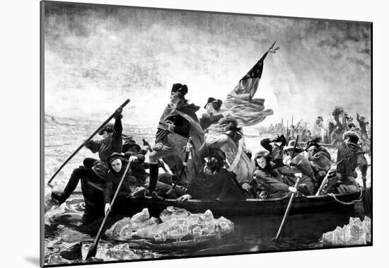 Emanuel Leutze (Washington Crossing the Delaware, B&W) Art Poster Print-null-Mounted Poster